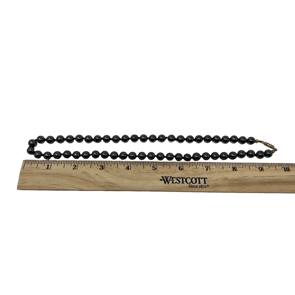 Hematite Beaded Necklace Barrel Clasp Closure 20 inches - Picture 6 of 7